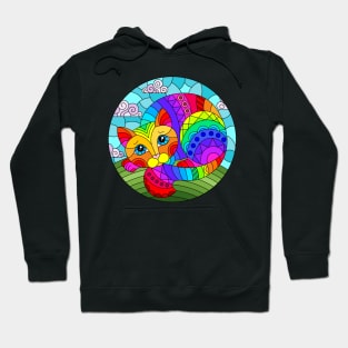 Cute Cat Stained Glass Pattern Design Hoodie